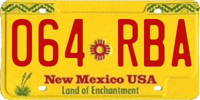 NM license plate 064RBA