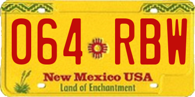 NM license plate 064RBW