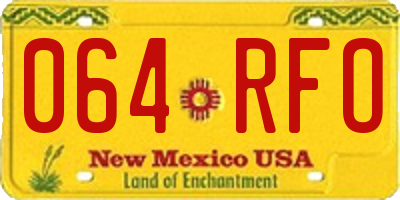 NM license plate 064RFO