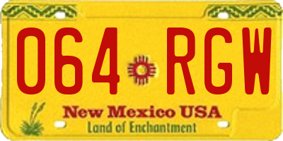 NM license plate 064RGW