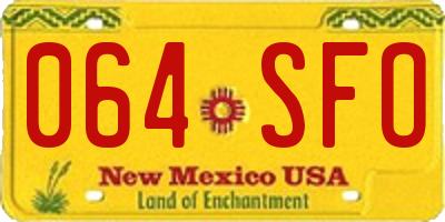 NM license plate 064SFO