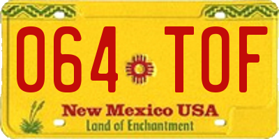 NM license plate 064TOF