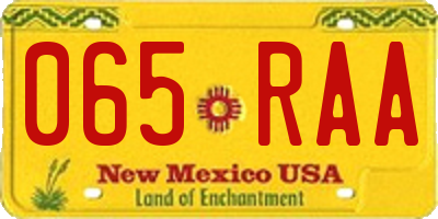 NM license plate 065RAA