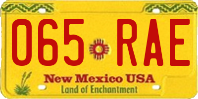 NM license plate 065RAE