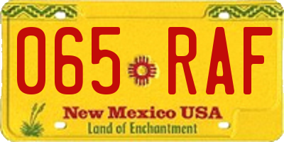 NM license plate 065RAF