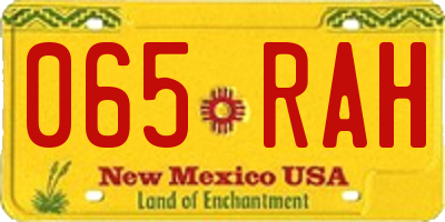 NM license plate 065RAH