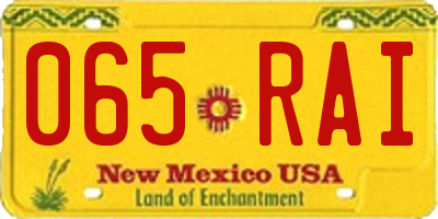 NM license plate 065RAI