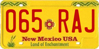 NM license plate 065RAJ