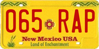 NM license plate 065RAP