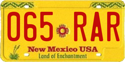 NM license plate 065RAR