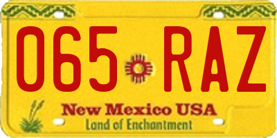 NM license plate 065RAZ