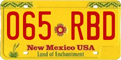 NM license plate 065RBD