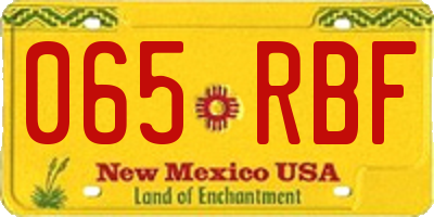 NM license plate 065RBF