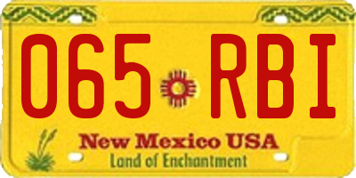 NM license plate 065RBI