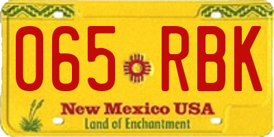 NM license plate 065RBK