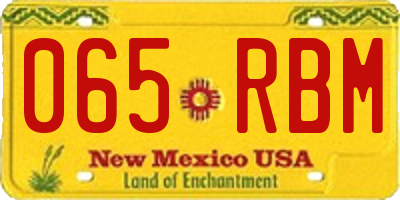 NM license plate 065RBM