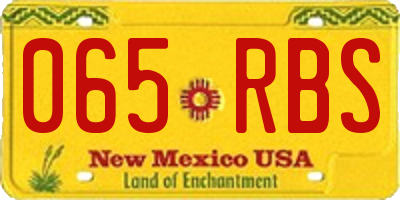 NM license plate 065RBS