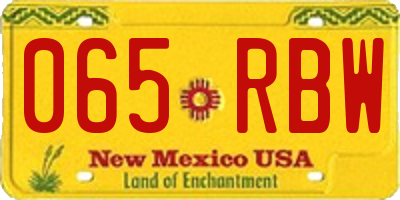 NM license plate 065RBW