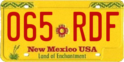 NM license plate 065RDF