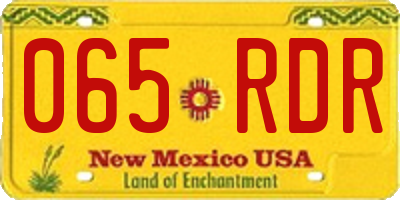 NM license plate 065RDR