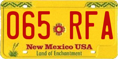 NM license plate 065RFA