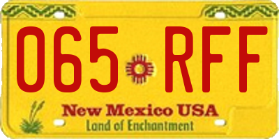 NM license plate 065RFF