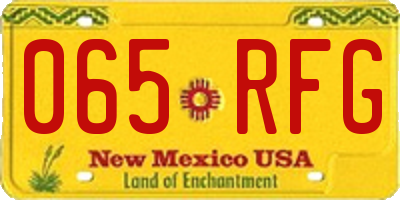 NM license plate 065RFG