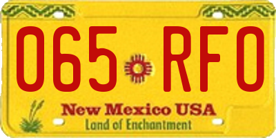 NM license plate 065RFO
