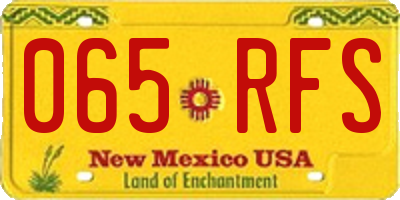 NM license plate 065RFS