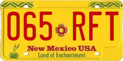 NM license plate 065RFT