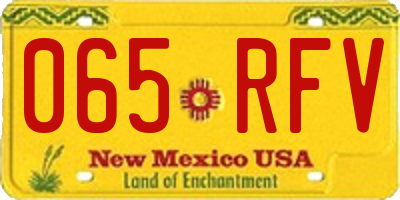 NM license plate 065RFV