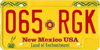 NM license plate 065RGK