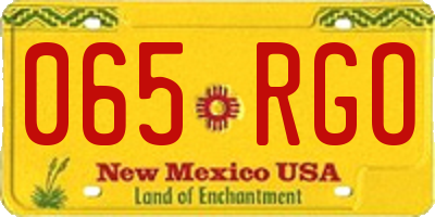 NM license plate 065RGO