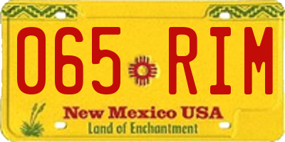 NM license plate 065RIM