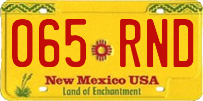 NM license plate 065RND