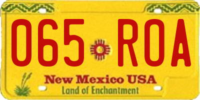 NM license plate 065ROA