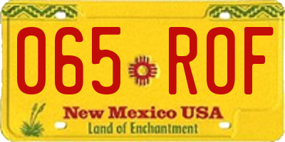 NM license plate 065ROF