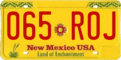 NM license plate 065ROJ