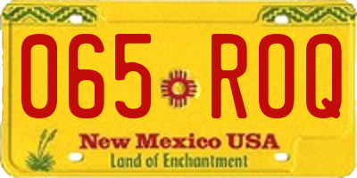 NM license plate 065ROQ