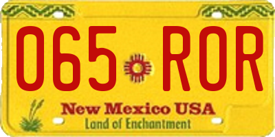 NM license plate 065ROR