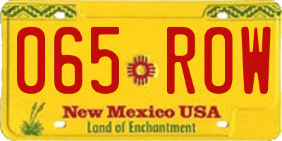 NM license plate 065ROW