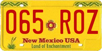 NM license plate 065ROZ