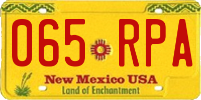 NM license plate 065RPA