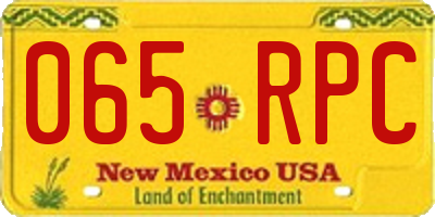 NM license plate 065RPC