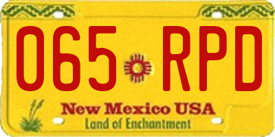 NM license plate 065RPD