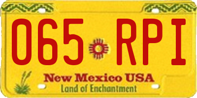 NM license plate 065RPI