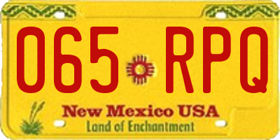 NM license plate 065RPQ
