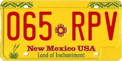 NM license plate 065RPV