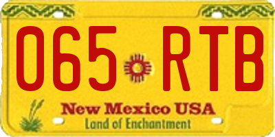 NM license plate 065RTB