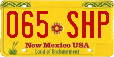 NM license plate 065SHP